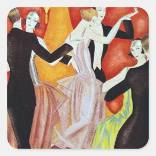Art Deco Dancing Couples 1920s Ballroom  Square Sticker
