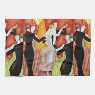 Art Deco Dancing Couples 1920s Ballroom Tea Towel