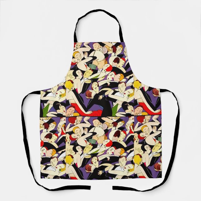 Art Deco Dancing Couples Pattern | 1920s Jazz Age  Apron (Front)