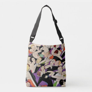 Art Deco Dancing Couples Pattern 1920s Jazz Age Crossbody Bag