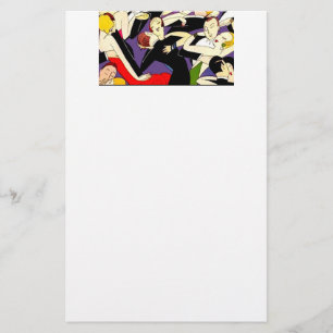 Art Deco Dancing Couples Pattern   1920s Jazz Age  Stationery
