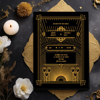 Art Deco Dark Elegant Wedding Invitation
