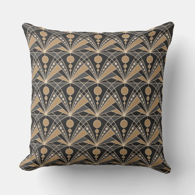 Art Deco (Dark grey and Sand) Cushion (Front)