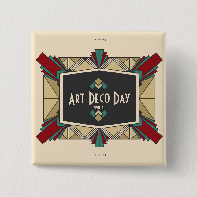 Art Deco Day Design 15 Cm Square Badge (Front)