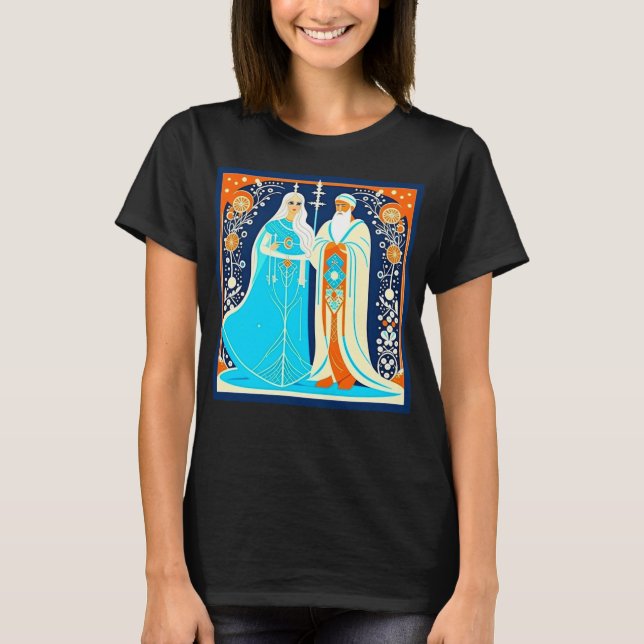 Art Deco Ded Moroz and Snow Maiden T-Shirt (Front)