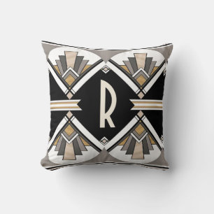 Art Deco Delight Pattern Personalised  Initial Cushion