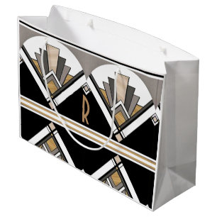 Art Deco Delight Pattern Personalised  Initial Large Gift Bag