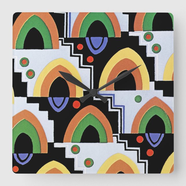 Art Deco Design #4 at Emporio Moffa Square Wall Clock (Front)