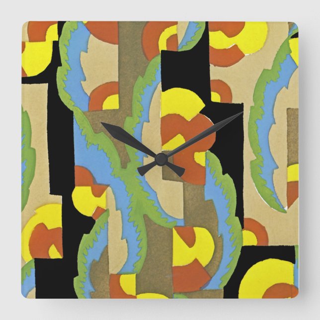 Art Deco Design #9 at Emporio Moffa Square Wall Clock (Front)