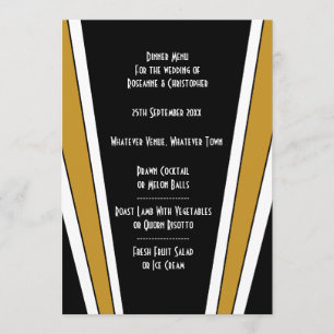 Art Deco Design Black And Gold Wedding Menu