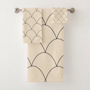 Art Deco Design Champagne Bath Towel Set