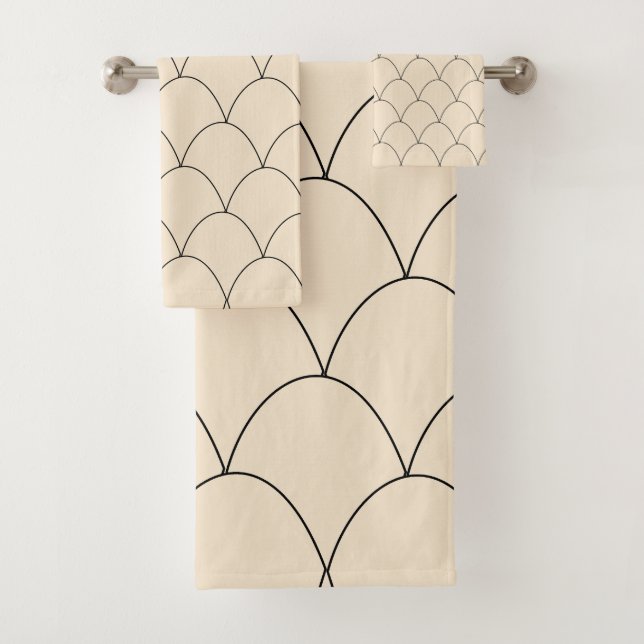 Art Deco Design Champagne Bath Towel Set (Insitu)