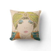 Art Deco Design Cotton Throw Pillow Flapper