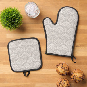 Art Deco Design Oven Mitt & Pot Holder Set