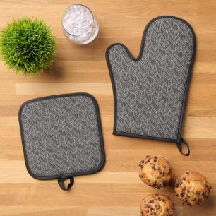 Art Deco Design Oven Mitt & Pot Holder Set