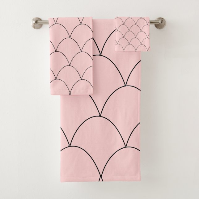 Art Deco Design Pink Bath Towel Set (Insitu)