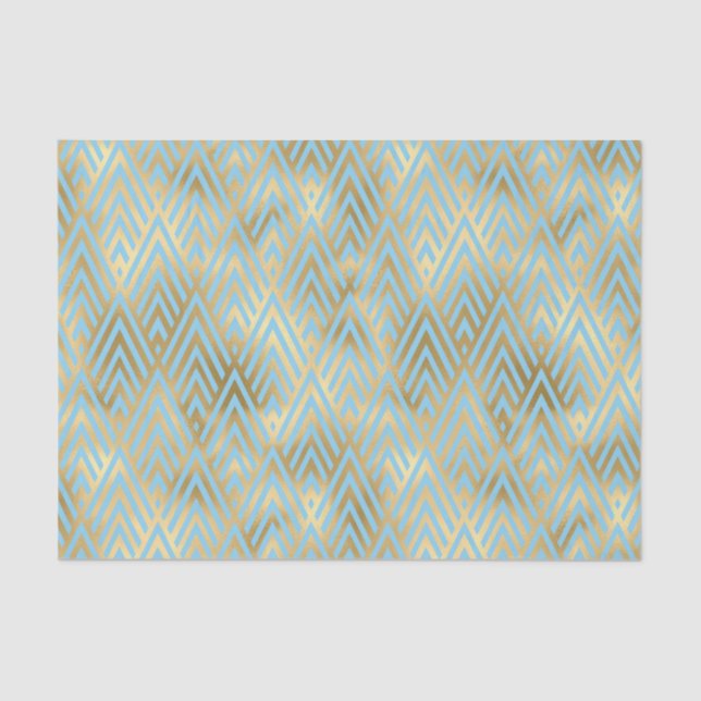 Art Deco Design, Teal & Gold Diamond Pattern Tissue Paper (Front)