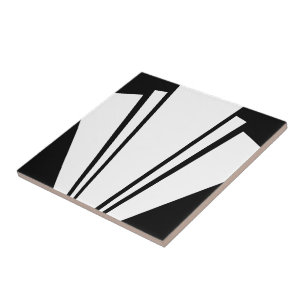 Art Deco Design White And Black Ceramic Tile