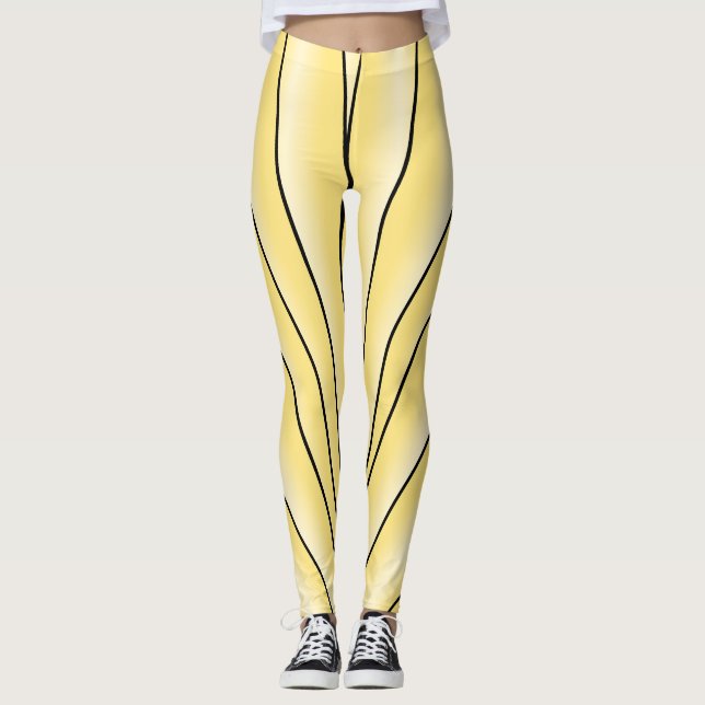 Art Deco Design Yellow Leggings (Front)