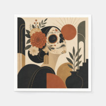 Art Deco Dia De Los Muertos and Halloween Napkins