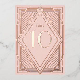 Art Deco Diamond Blush Wedding Table Number