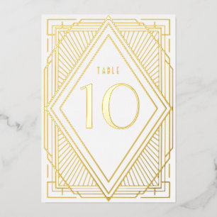 Art Deco Diamond Gold Wedding Table Number