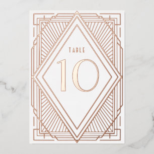 Art Deco Diamond rose gold Wedding Table Number