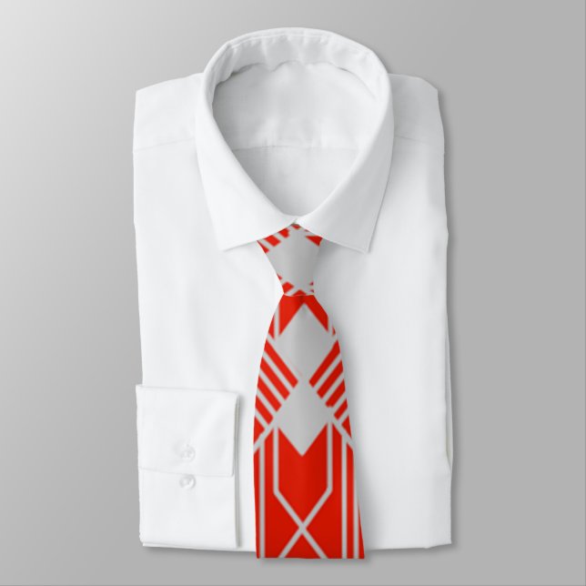 Art Deco Diamond Shapes and Lines  Tie (Tied)