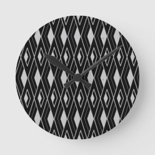 Art Deco Diamond Shapes Round Clock
