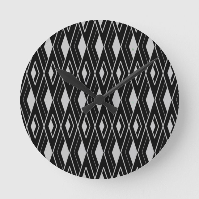 Art Deco Diamond Shapes Round Clock (Front)