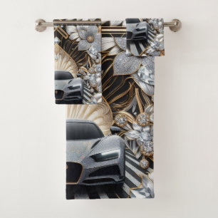 Art Deco Diamond Sportscar Drive Bath Towel Set