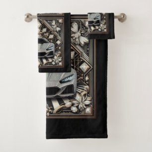 Art Deco Diamond Sportscar Drive Bath Towel Set