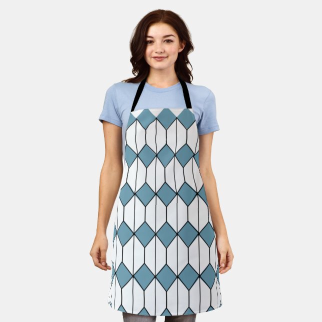 Art Deco Diamonds and Hexagons Apron (Worn)