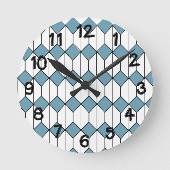 Art Deco Diamonds and Hexagons Round Clock (Front)