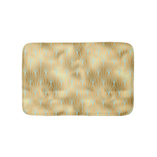 Art Deco Diamonds Pattern 2, Gold & Teal Bath Mat