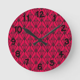 Art Deco Diamonds Round Clock