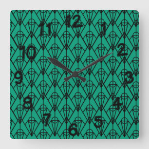 Art Deco Diamonds Square Wall Clock