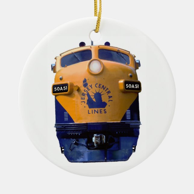 Art Deco Diesel Locomotive Ceramic Ornament (Front)