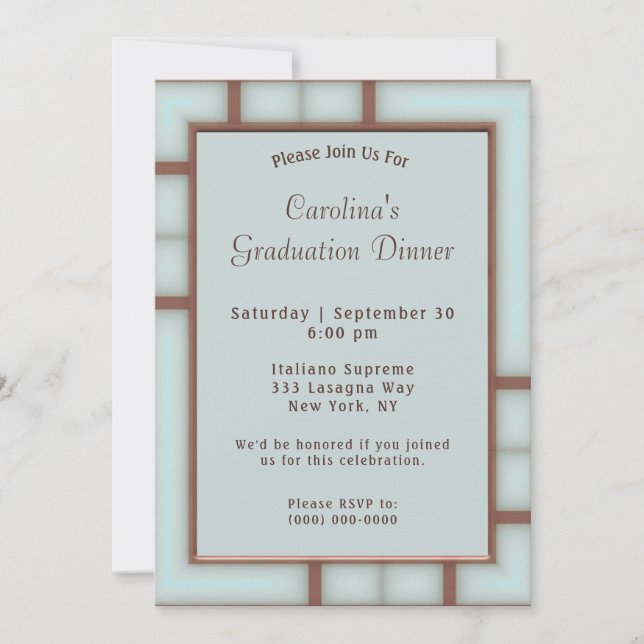 Art Deco Dinner Graduation Invitation (Front)