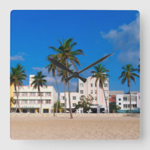Art Deco District Of South Beach Miami Square Wall Clock