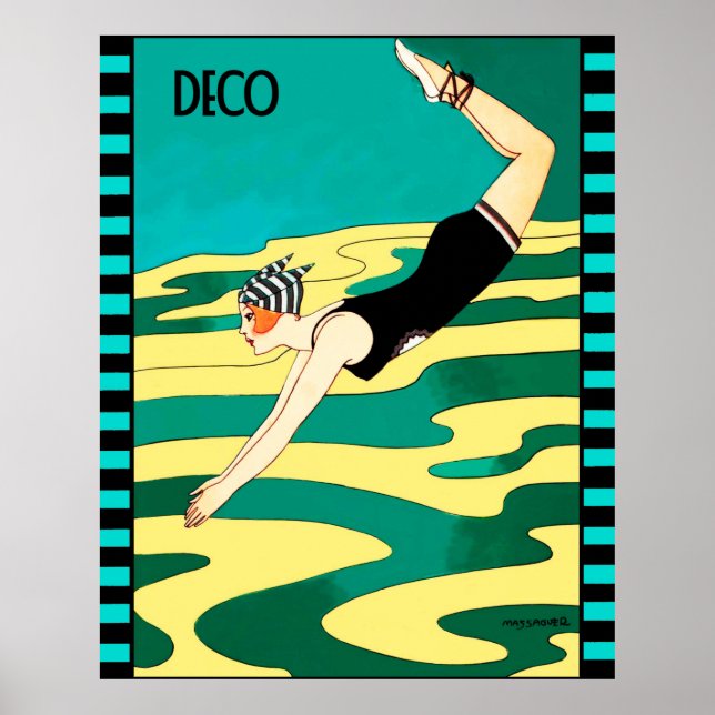 Art Deco Diver (Social Magazine Cover) Poster (Front)