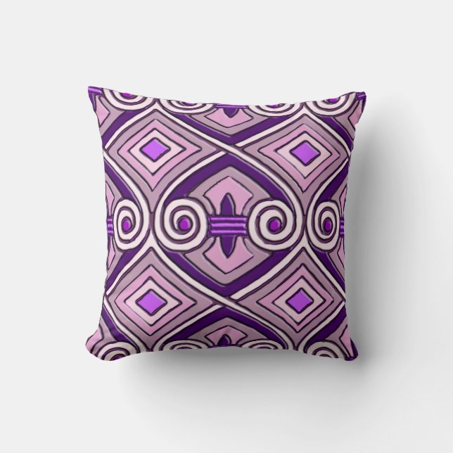 Art Deco Does Persia (Bright Purples) Cushion (Front)