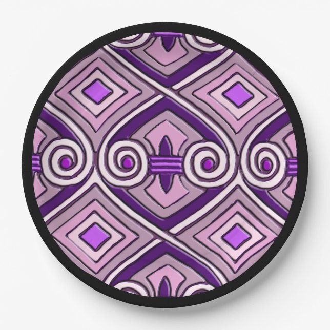 Art Deco Does Persia (Bright Purples) Paper Plate (Front)