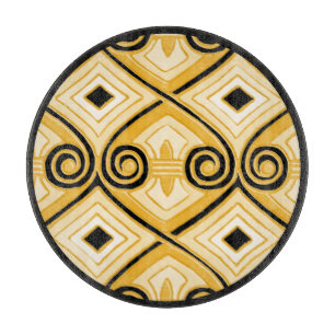 Art Deco Does Persia (Yellow and Black) Charcuteri Cutting Board