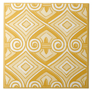 Art Deco Does Persia (Yellow and Cream) Tile