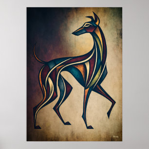 Art Deco Dog Abstract Geometric Animal Wall Art