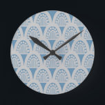 Art Deco Domes Round Clock<br><div class="desc">This clock has an art deco design of half circles in silver on a field of turquoise.</div>