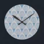 Art Deco Domes Round Clock<br><div class="desc">This clock has an art deco design of half circles in silver on a field of turquoise.</div>