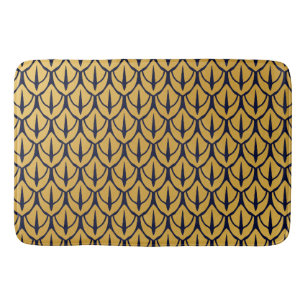 Art Deco Dragon Scales - Blue and Gold Scales Bath Mat