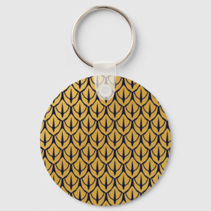 Art Deco Dragon Scales - Blue and Gold Scales Key Ring